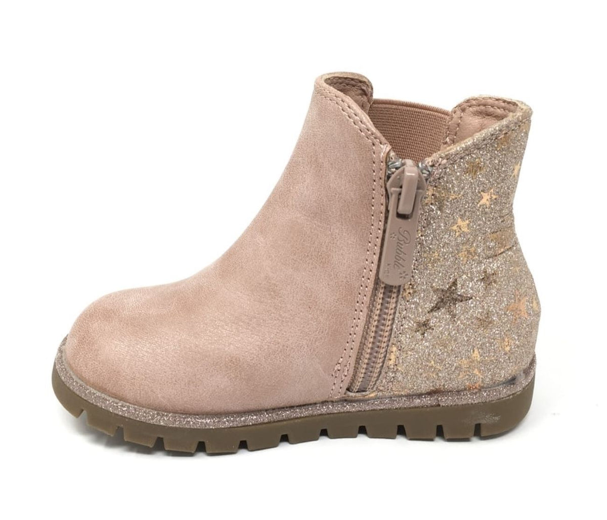 Bottines semelle track rose avec strass