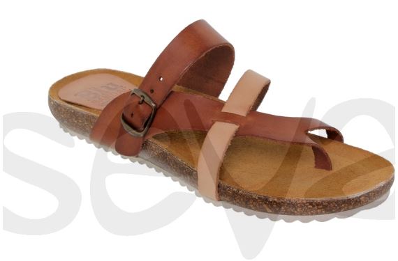 Tong ergonomique marron en cuir