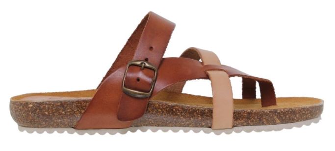 Tong ergonomique marron en cuir