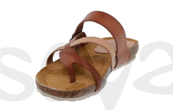 Tong ergonomique marron en cuir