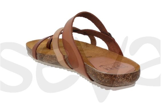 Tong ergonomique marron en cuir