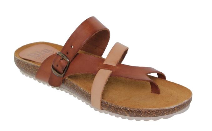 Tong ergonomique marron en cuir