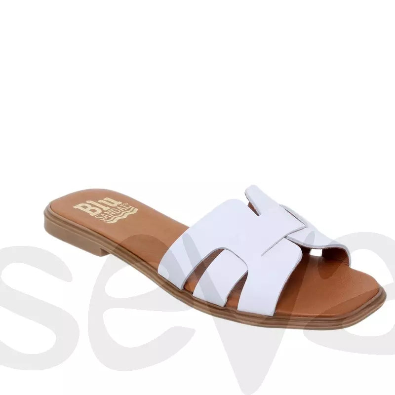 Mules blanches en cuir