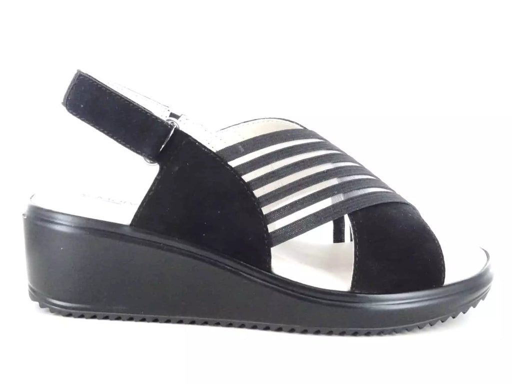Sandales compensées en cuir confort