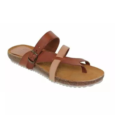 Tong ergonomique marron en cuir